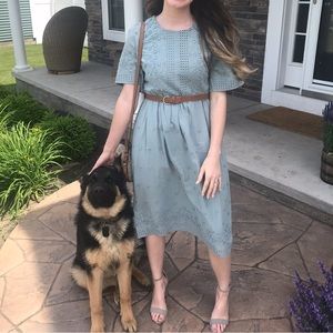 Tea n Rose green eyelet dress midi size small